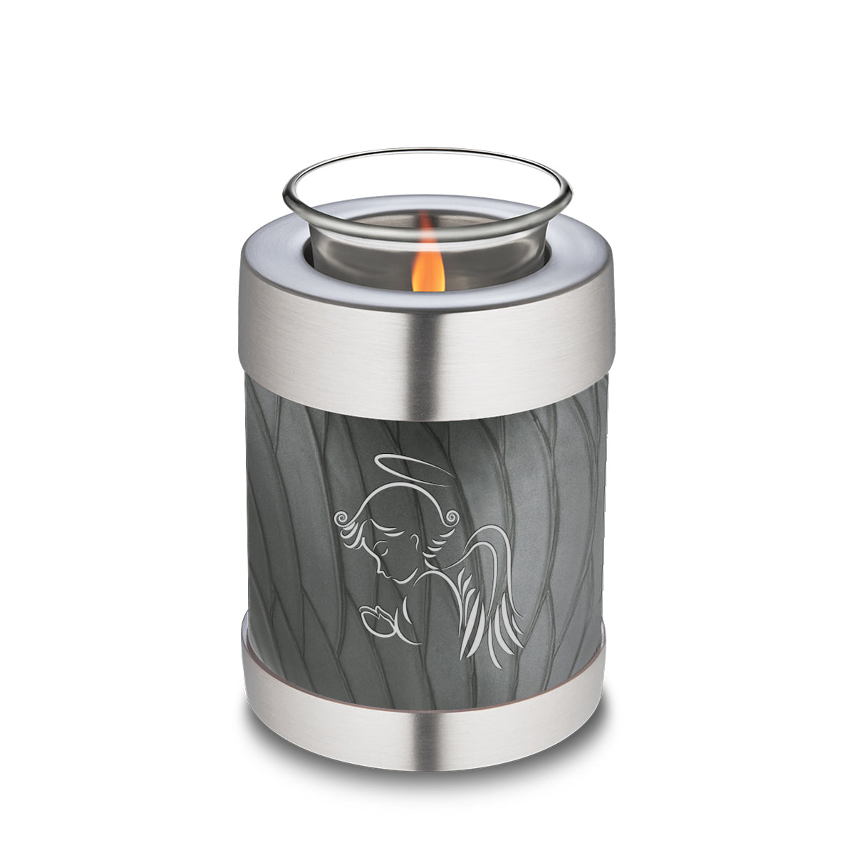 Candle Holder Embrace Pearl Silver Angel Cremation Urn