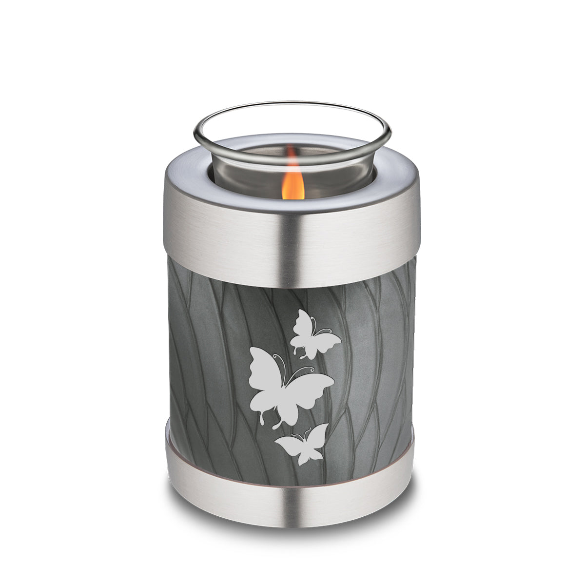 Candle Holder Embrace Pearl Silver Butterfly Cremation Urn
