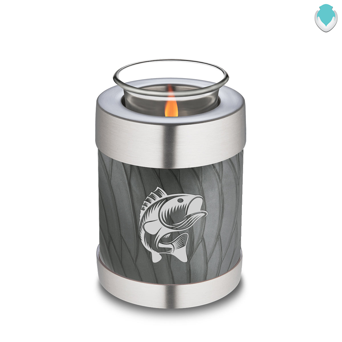 Candle Holder Embrace Pearl Silver Fishing Cremation Urn
