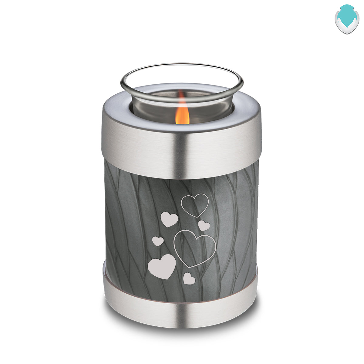 Candle Holder Embrace Pearl Silver Floating Heart Cremation Urn