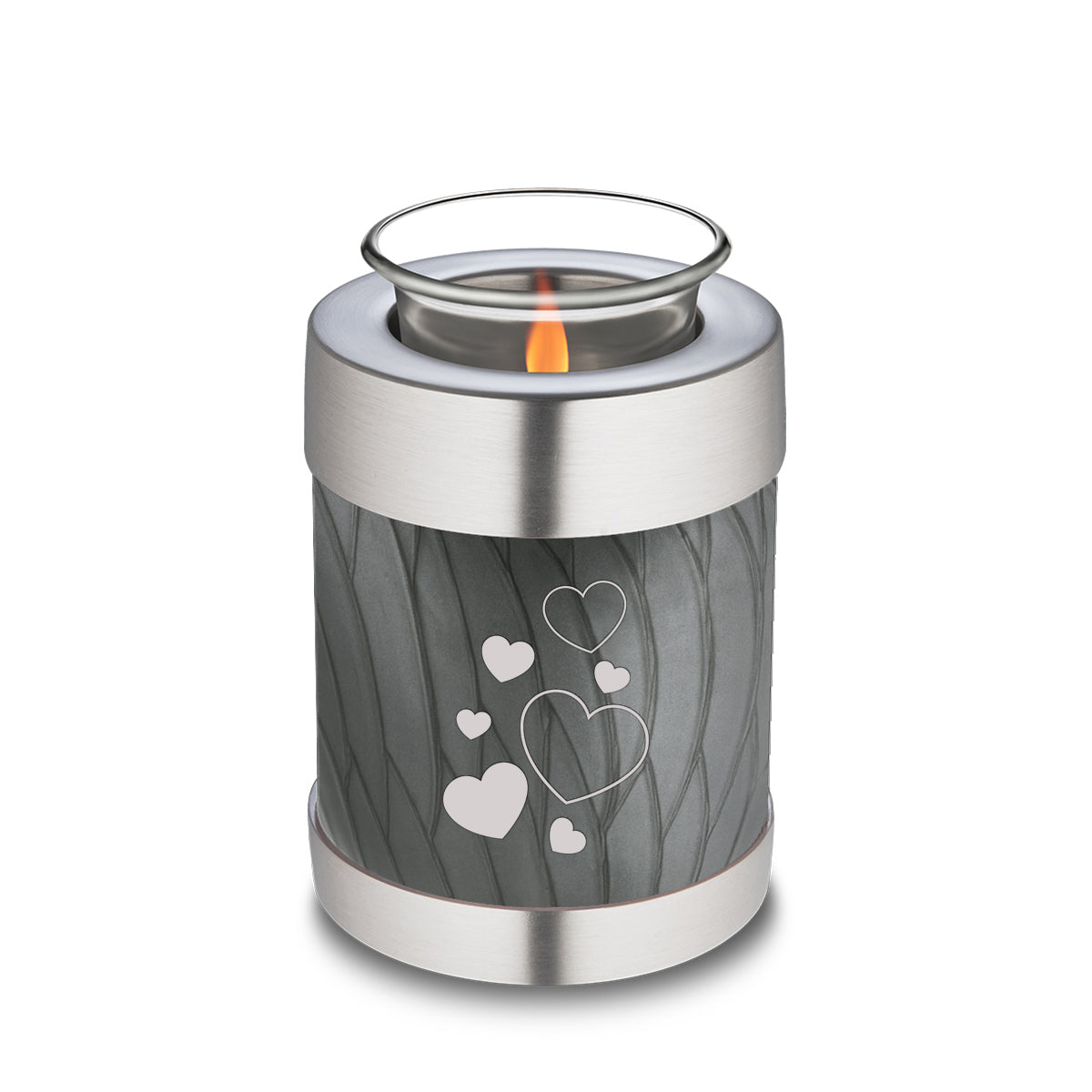 Candle Holder Embrace Pearl Silver Floating Heart Cremation Urn