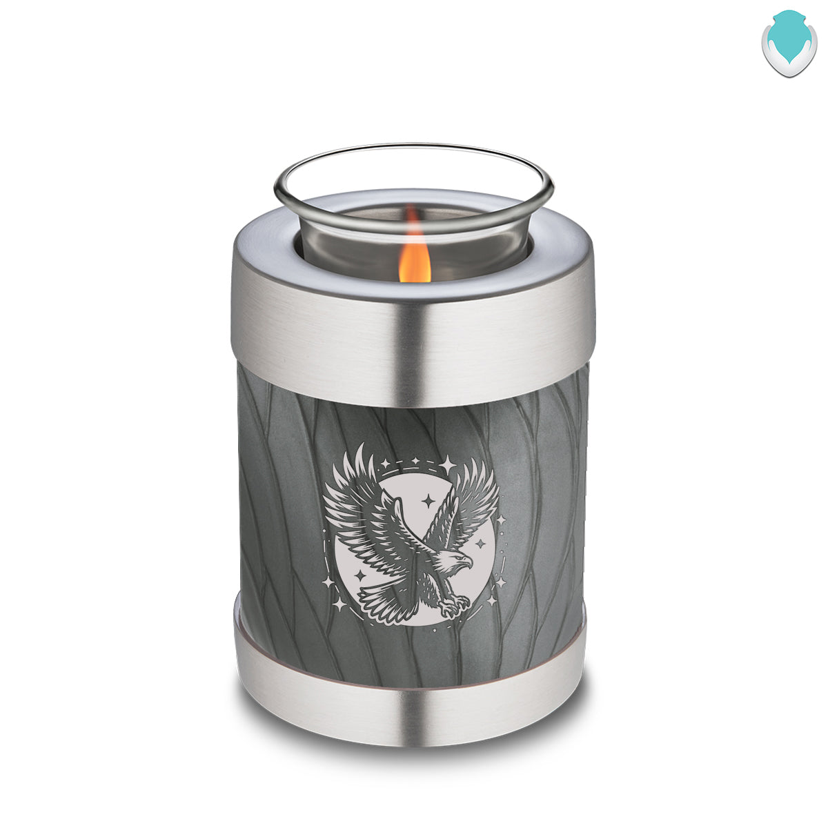 Candle Holder Embrace Pearl Silver Flying Eagle Cremation Urn