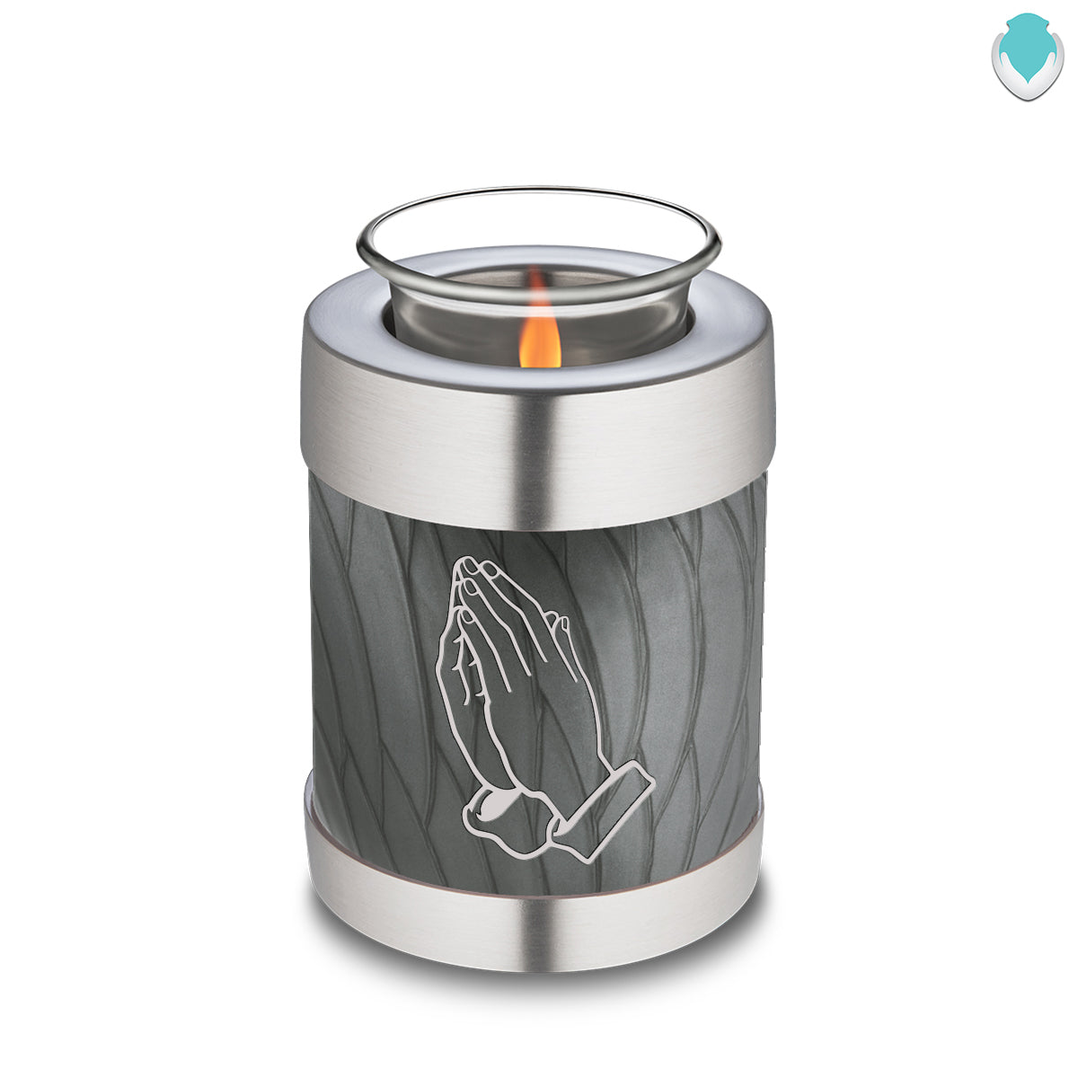 Candle Holder Embrace Pearl Silver Praying Hands Cremation Urn