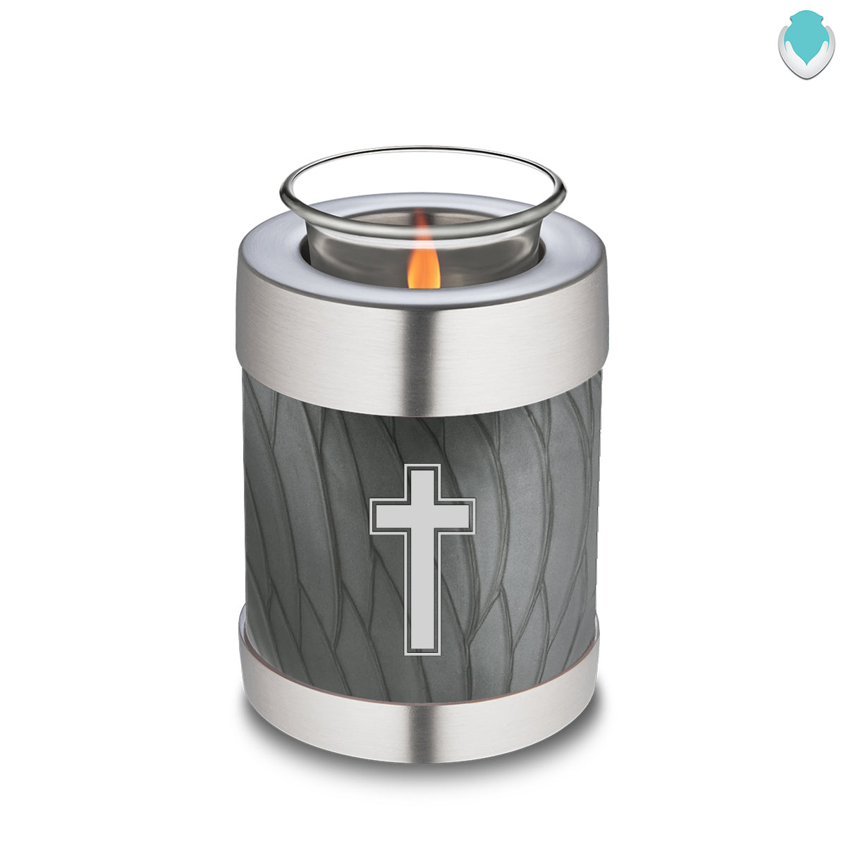 Candle Holder Embrace Pearl Silver Simple Cross Cremation Urn