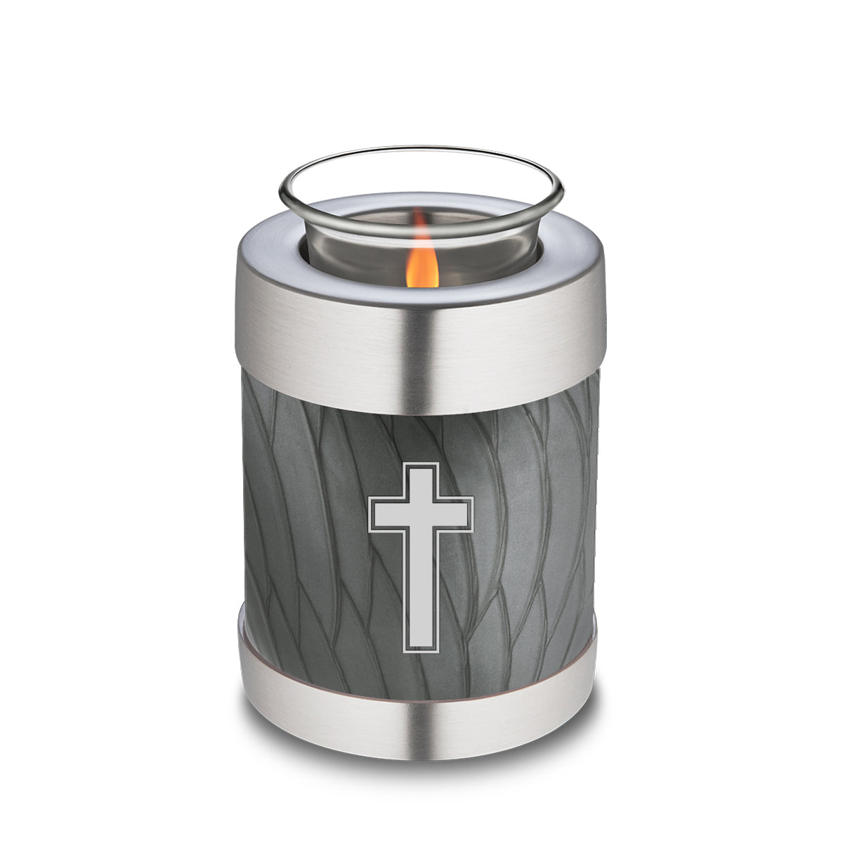 Candle Holder Embrace Pearl Silver Simple Cross Cremation Urn