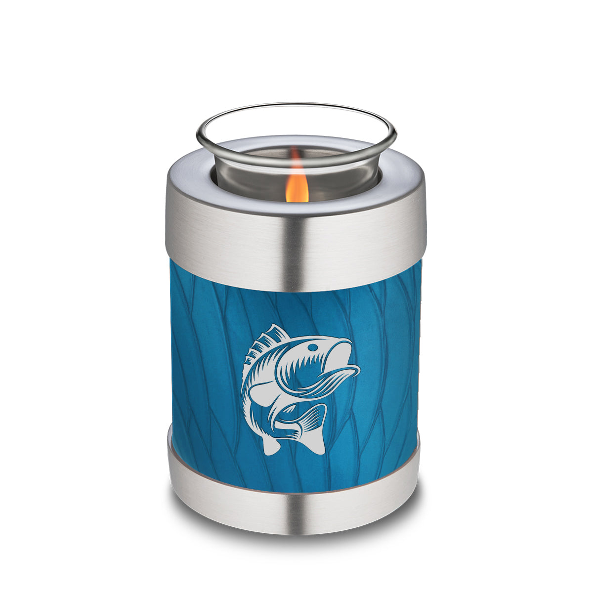 Candle Holder Embrace Pearl Racing Blue Fishing Cremation Urn