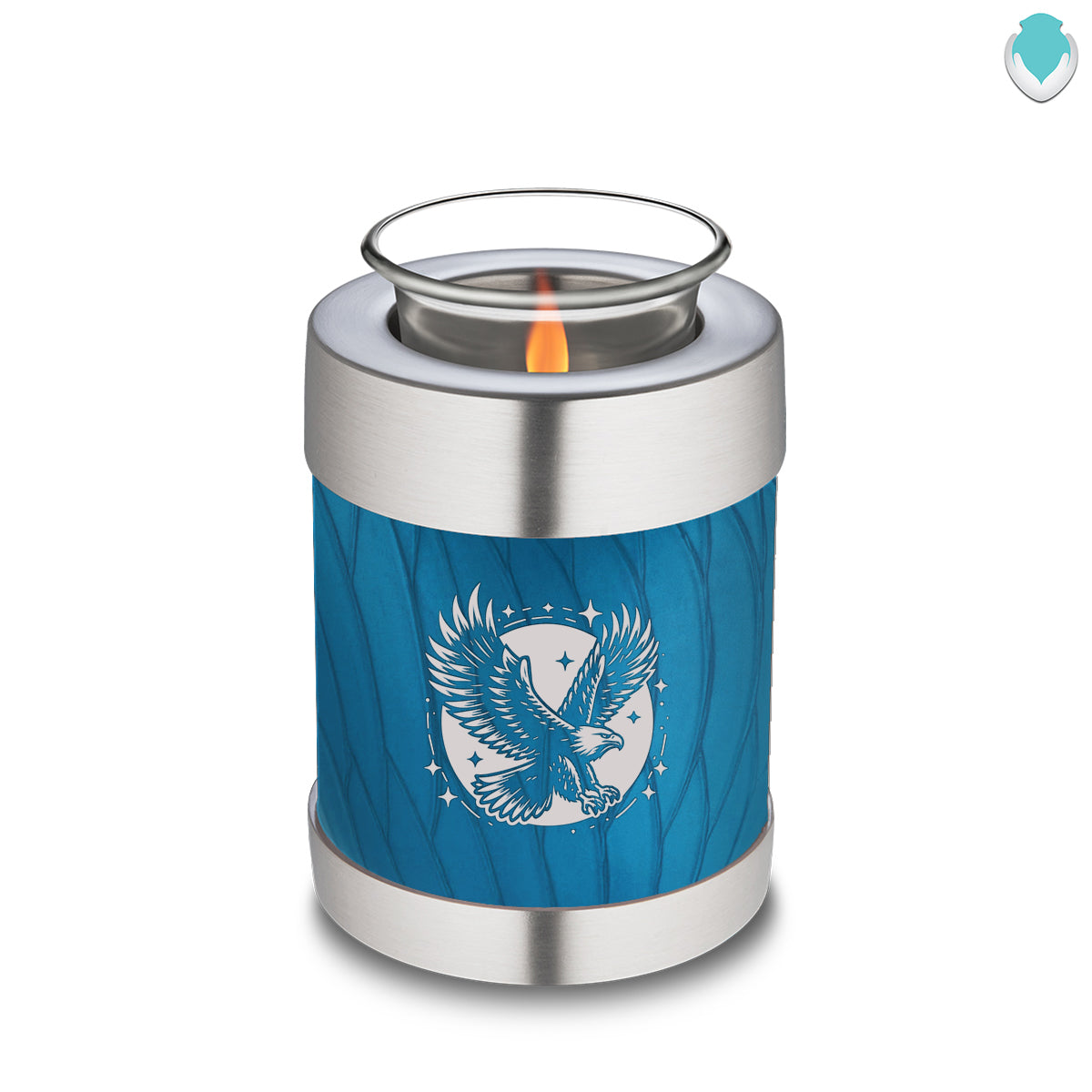 Candle Holder Embrace Pearl Racing Blue Flying Eagle Cremation Urn
