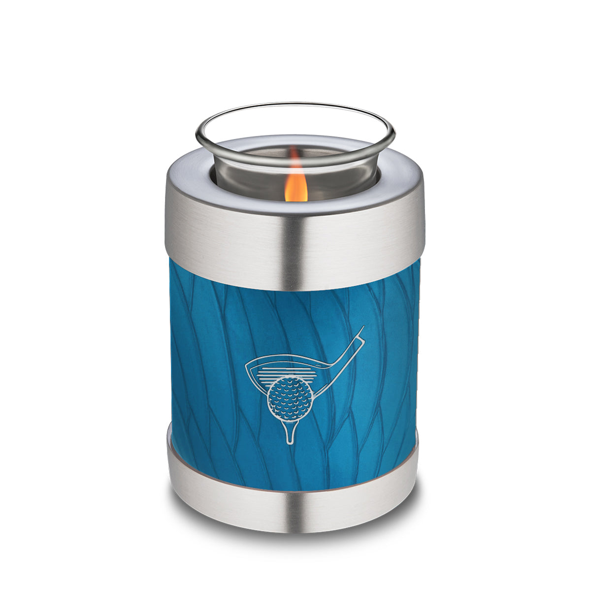 Candle Holder Embrace Pearl Racing Blue Golfer Cremation Urn