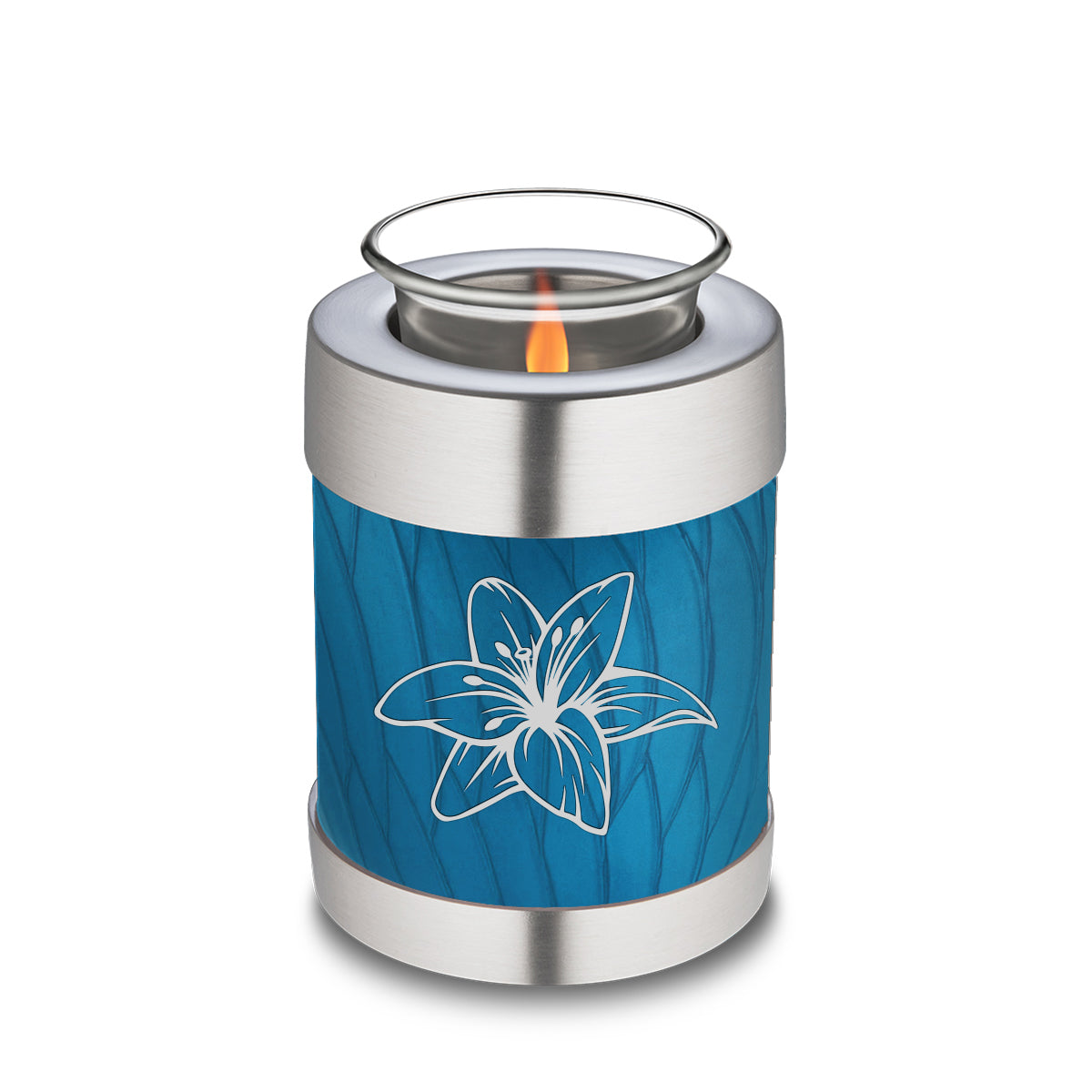 Candle Holder Embrace Pearl Racing Blue Lily Cremation Urn