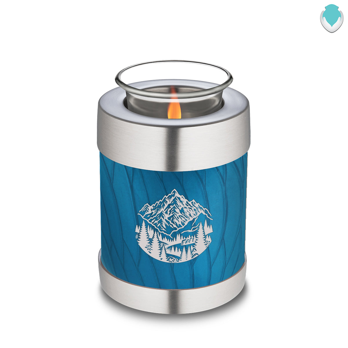 Candle Holder Embrace Pearl Racing Blue Rocky Mountains Cremation Urn