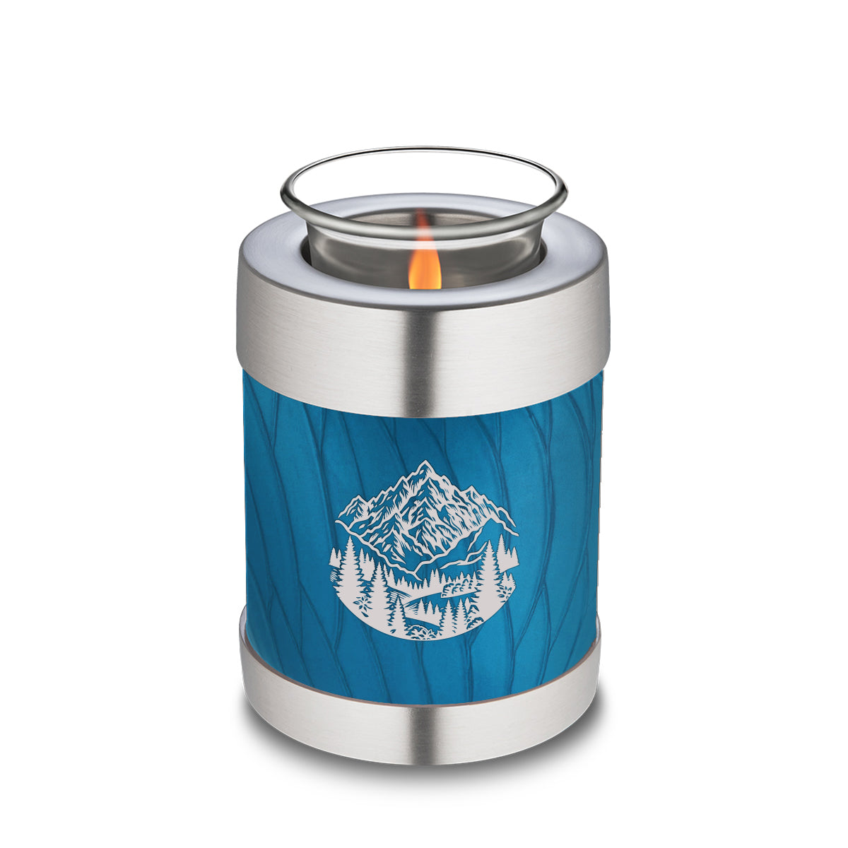 Candle Holder Embrace Pearl Racing Blue Rocky Mountains Cremation Urn