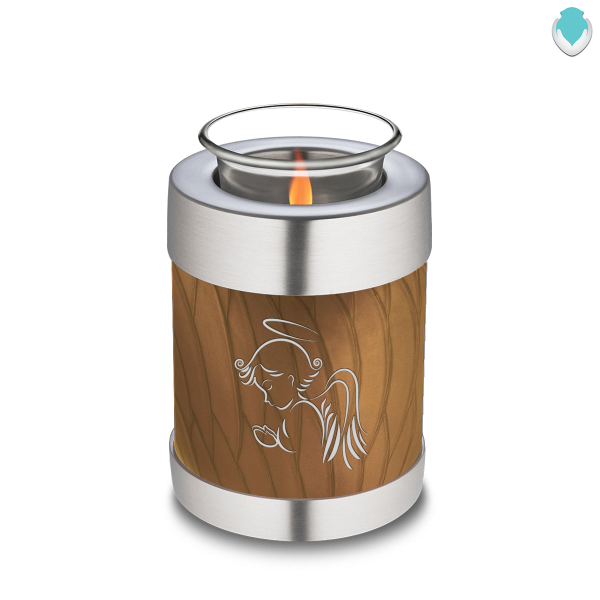 Candle Holder Embrace Pearl Gold Angel Cremation Urn