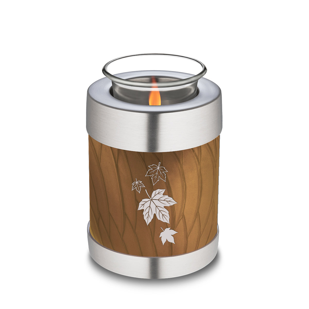 Candle Holder Embrace Pearl Gold Falling Leaves Cremation Urn