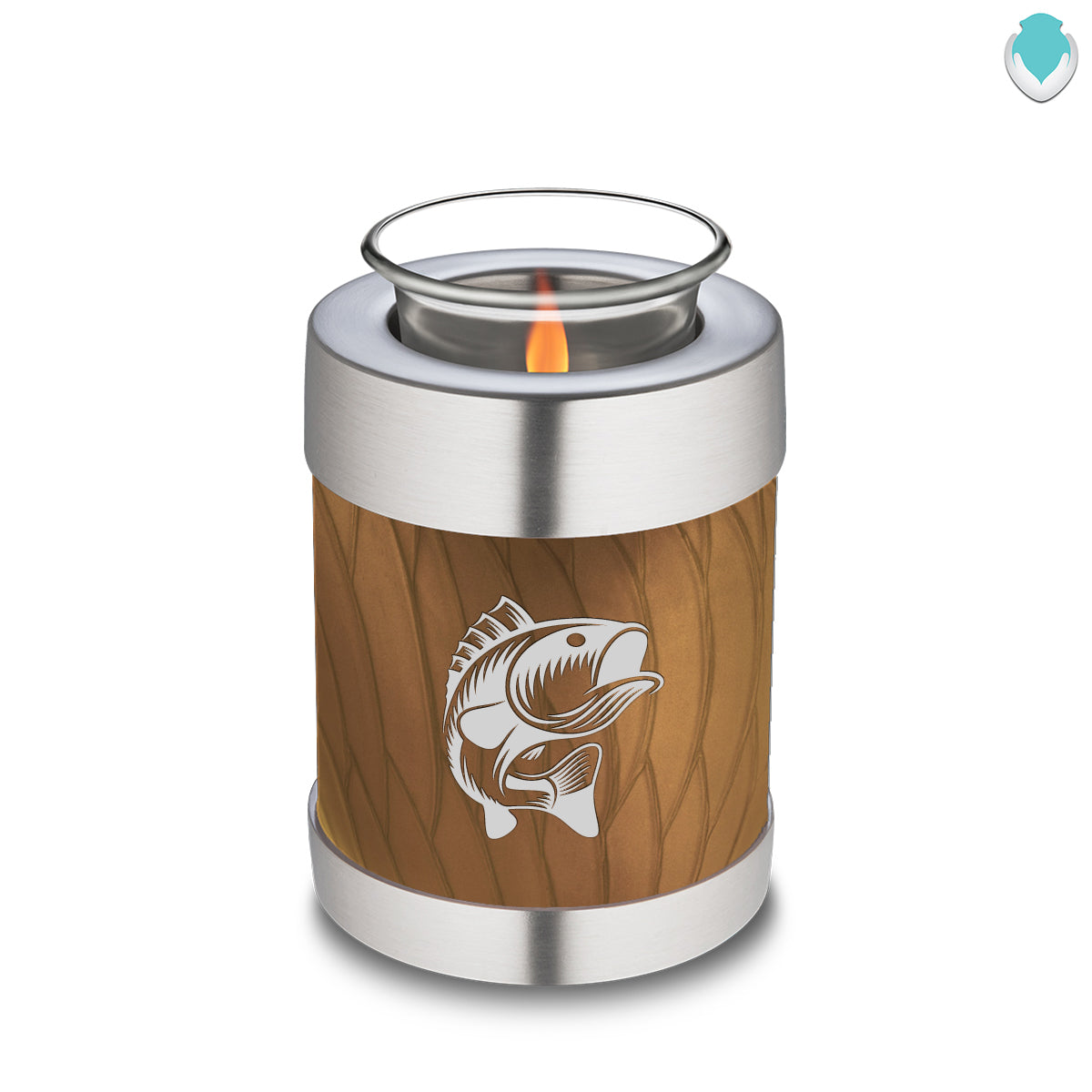 Candle Holder Embrace Pearl Gold Fishing Cremation Urn