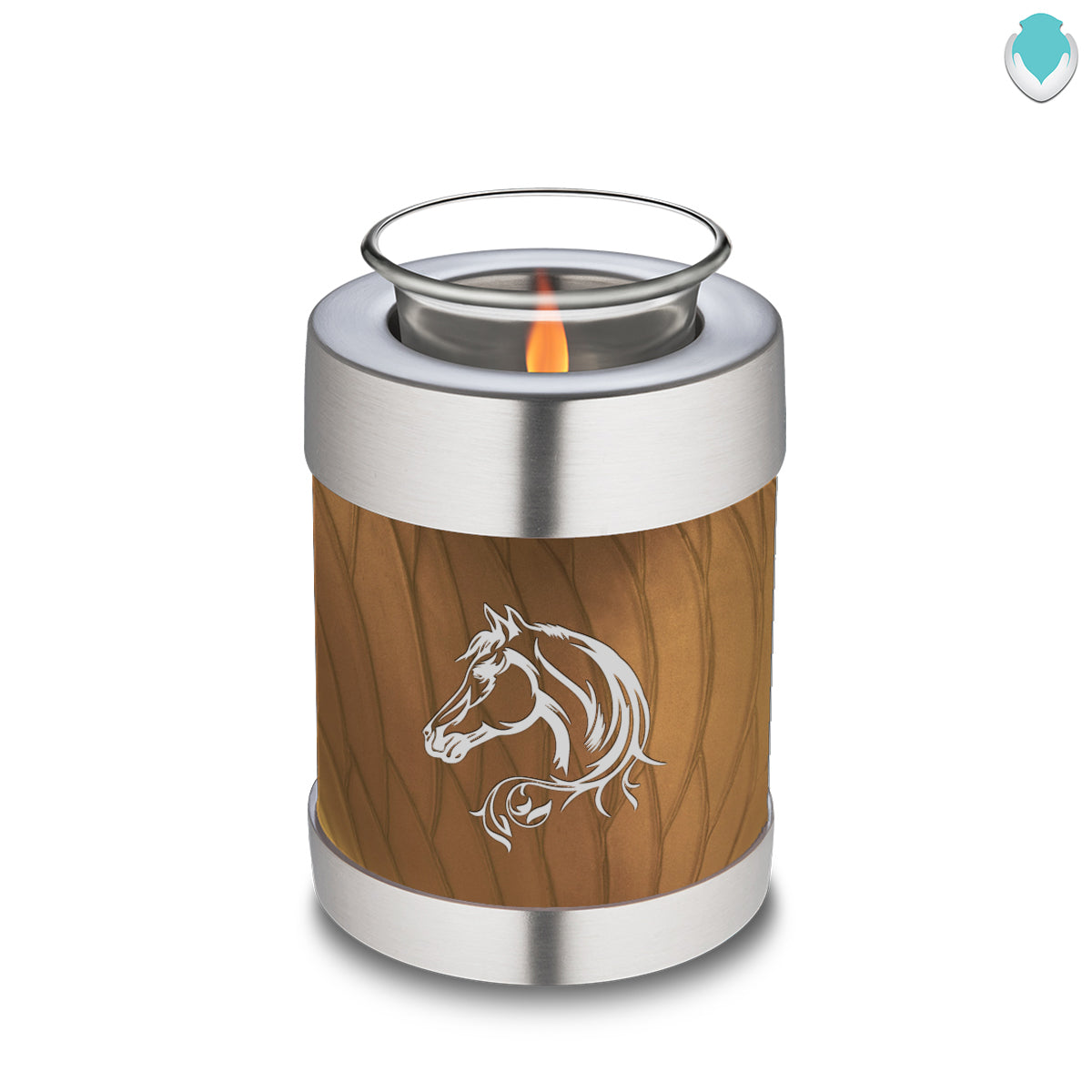 Candle Holder Embrace Pearl Gold Horse Cremation Urn