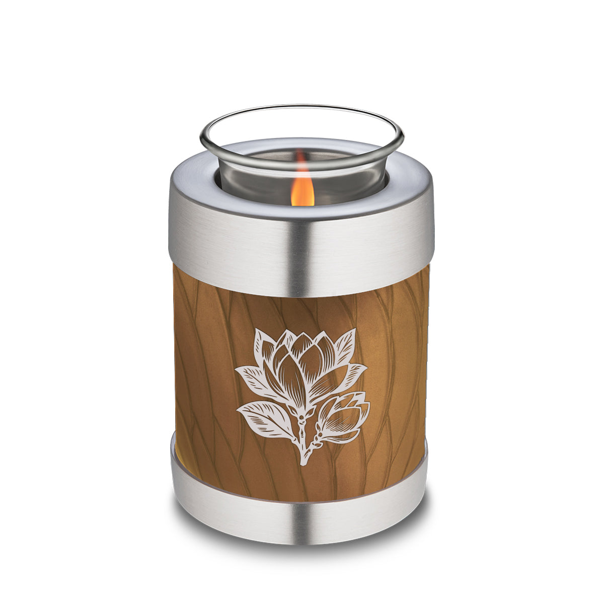 Candle Holder Embrace Pearl Gold Magnolia Flower Cremation Urn
