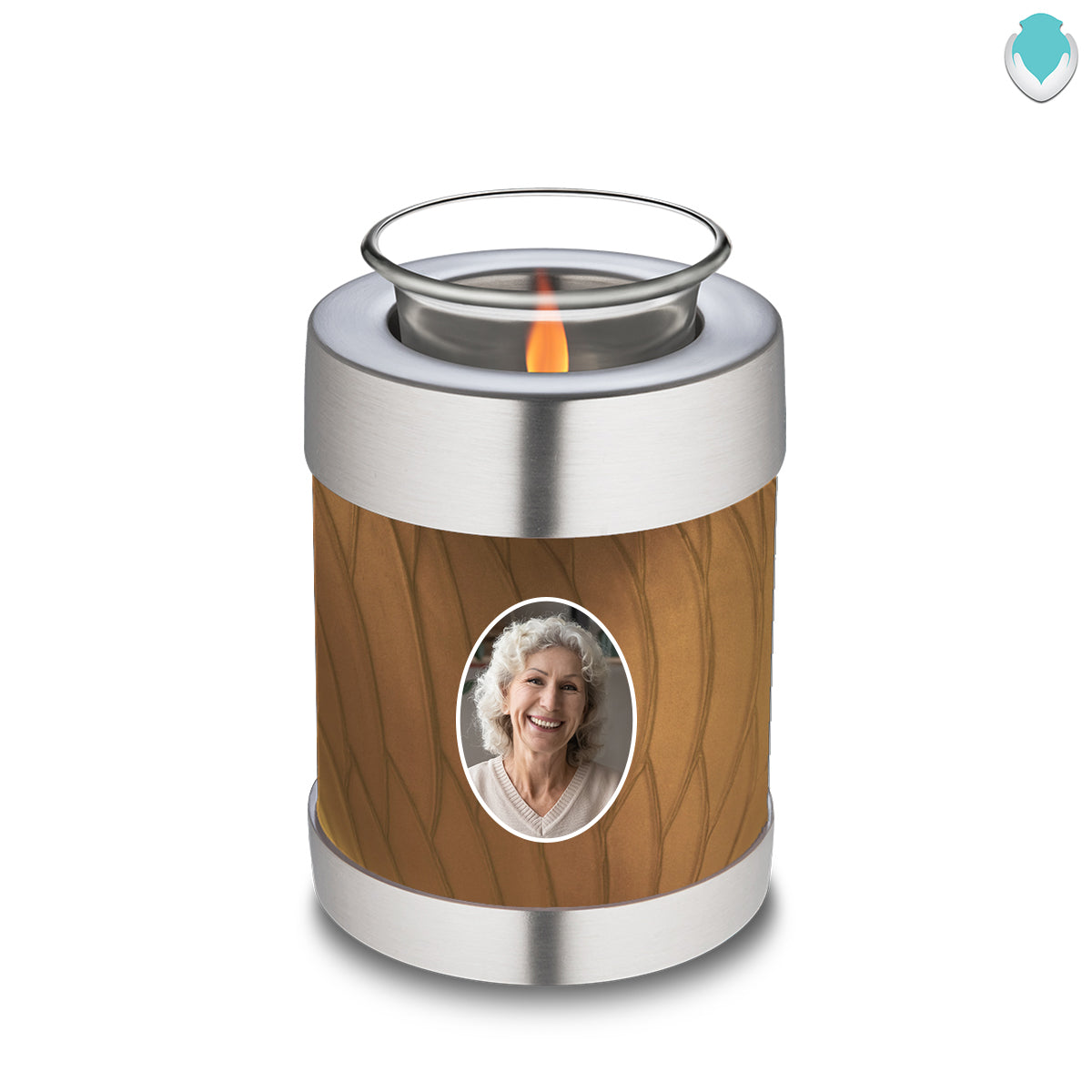 Candle Holder Embrace Pearl Gold Portrait Cremation Urn