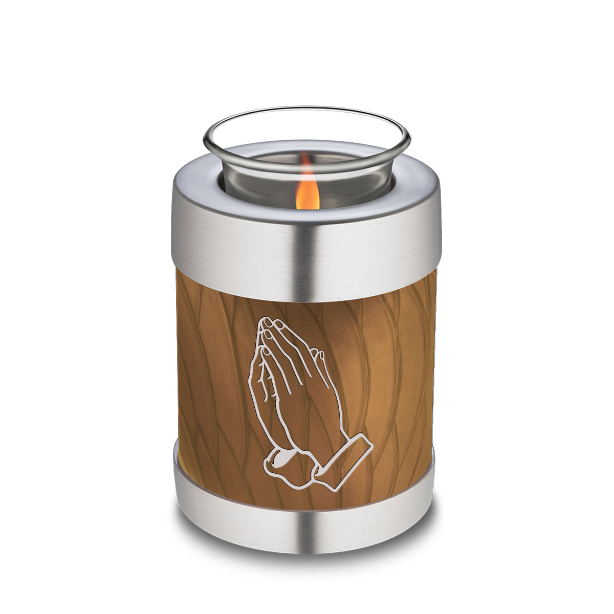 Candle Holder Embrace Pearl Gold Praying Hands Cremation Urn