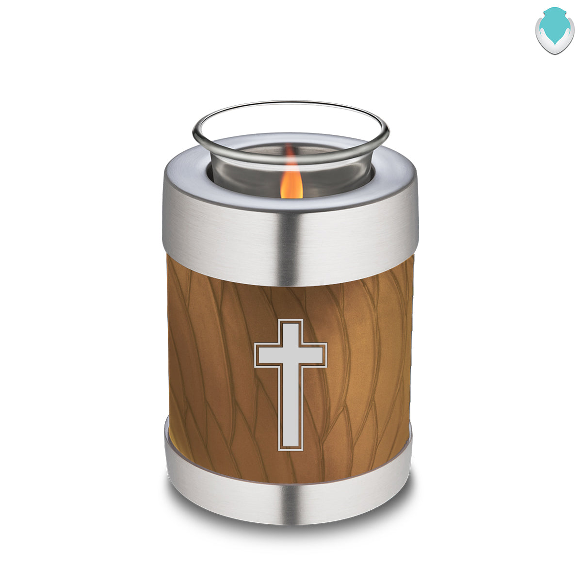 Candle Holder Embrace Pearl Gold Simple Cross Cremation Urn