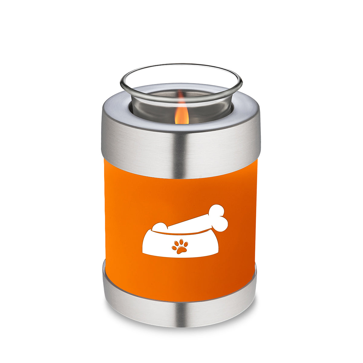 Candle Holder Embrace Burnt Orange Pet Dog Bone Cremation Urn