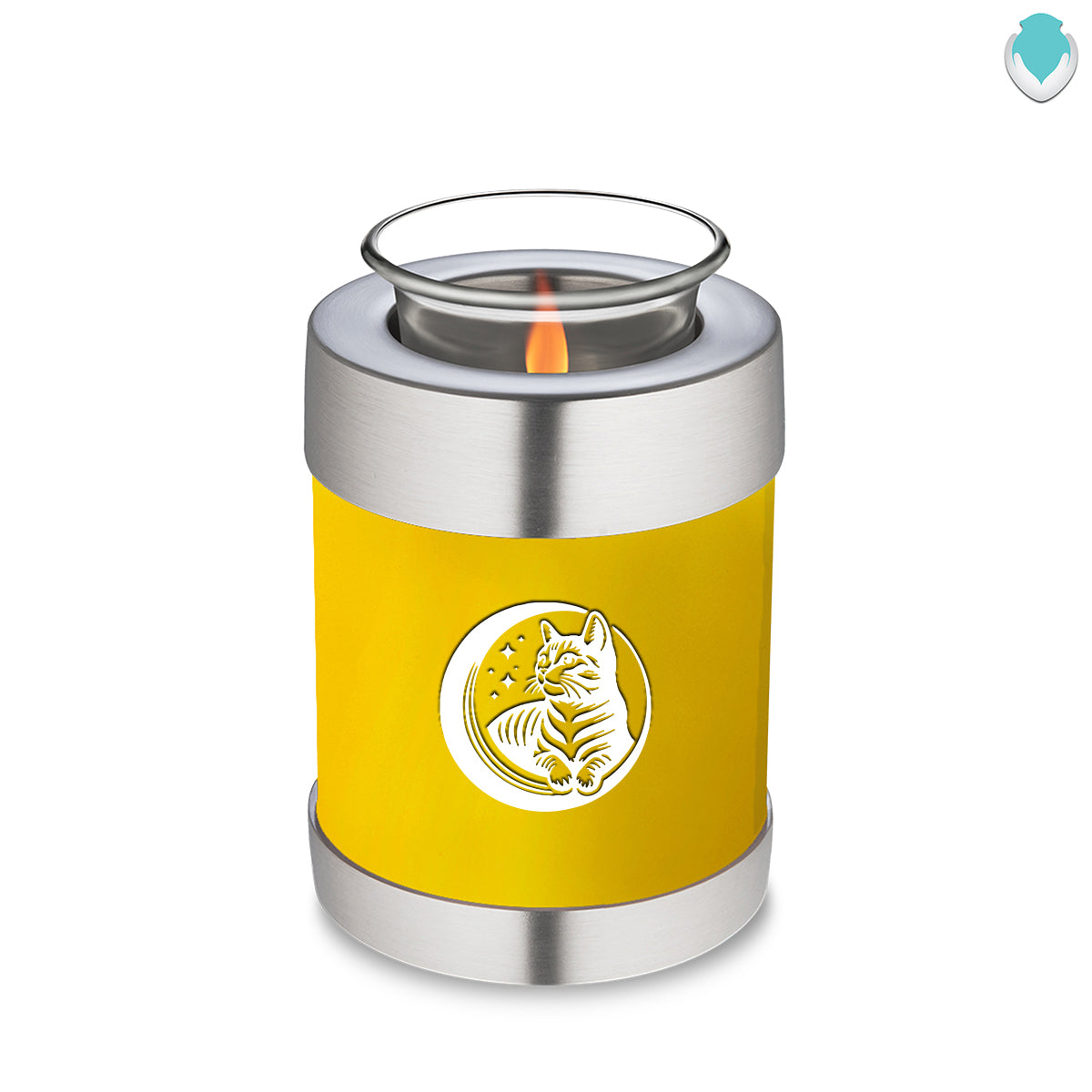 Candle Holder Embrace Yellow Pet Cute Cat Cremation Urn