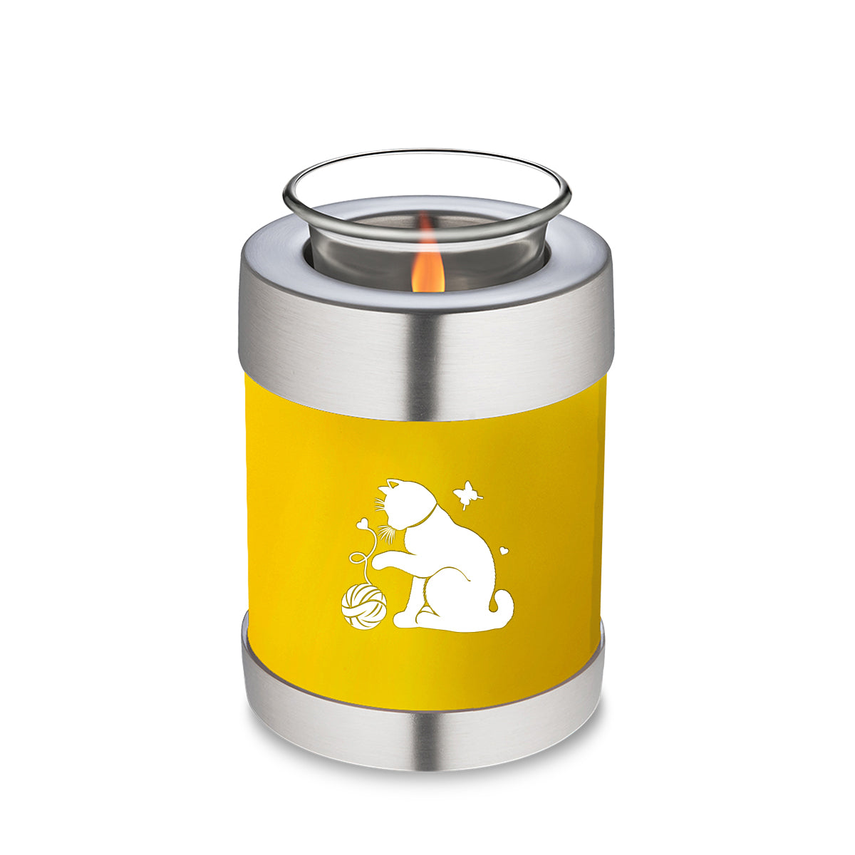 Candle Holder Embrace Yellow Pet Fun Cat Cremation Urn