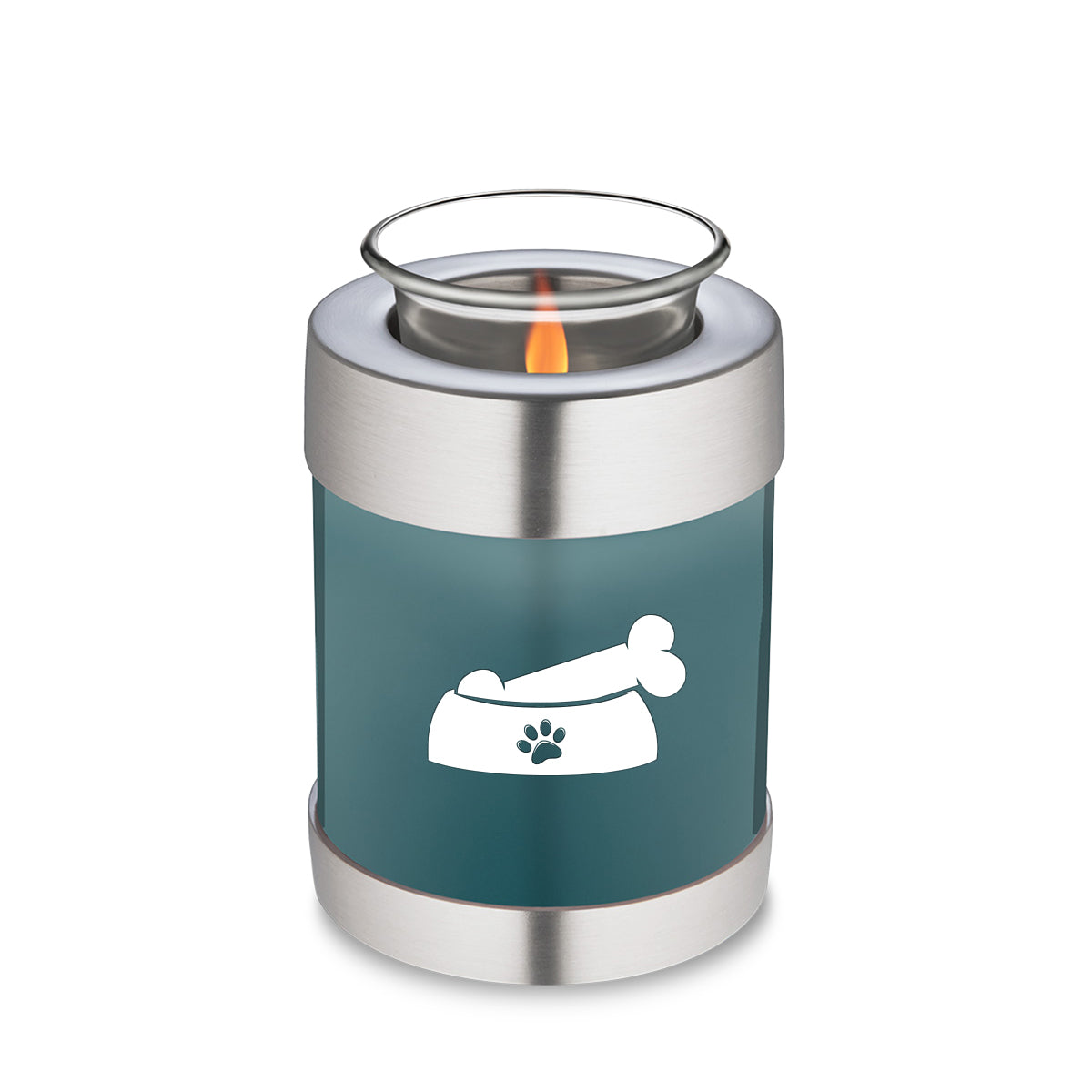 Candle Holder Embrace Teal Pet Dog Bone Cremation Urn