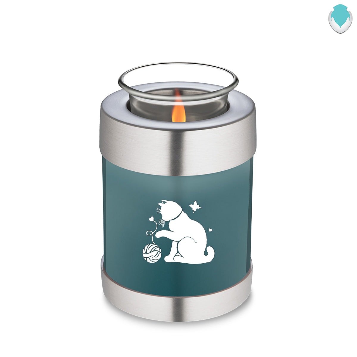 Candle Holder Embrace Teal Pet Fun Cat Cremation Urn