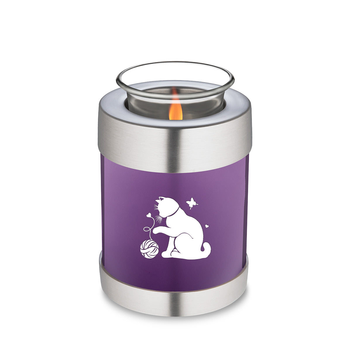 Candle Holder Embrace Purple Pet Fun Cat Cremation Urn
