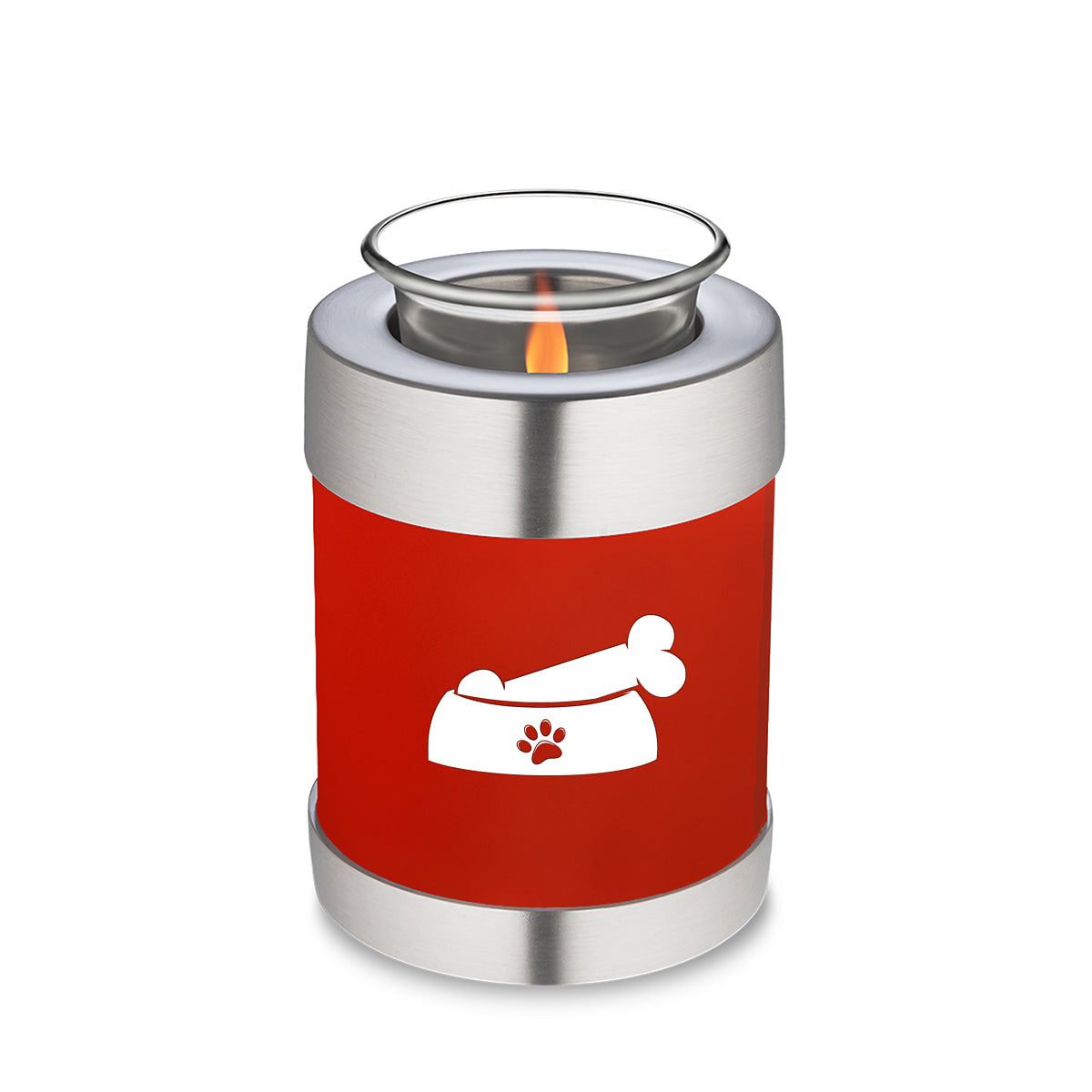 Candle Holder Embrace Bright Red Pet Dog Bone Cremation Urn