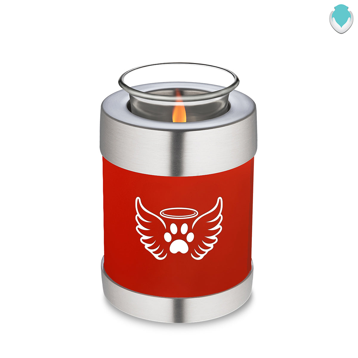 Candle Holder Embrace Bright Red Pet Angel Wings Cremation Urn