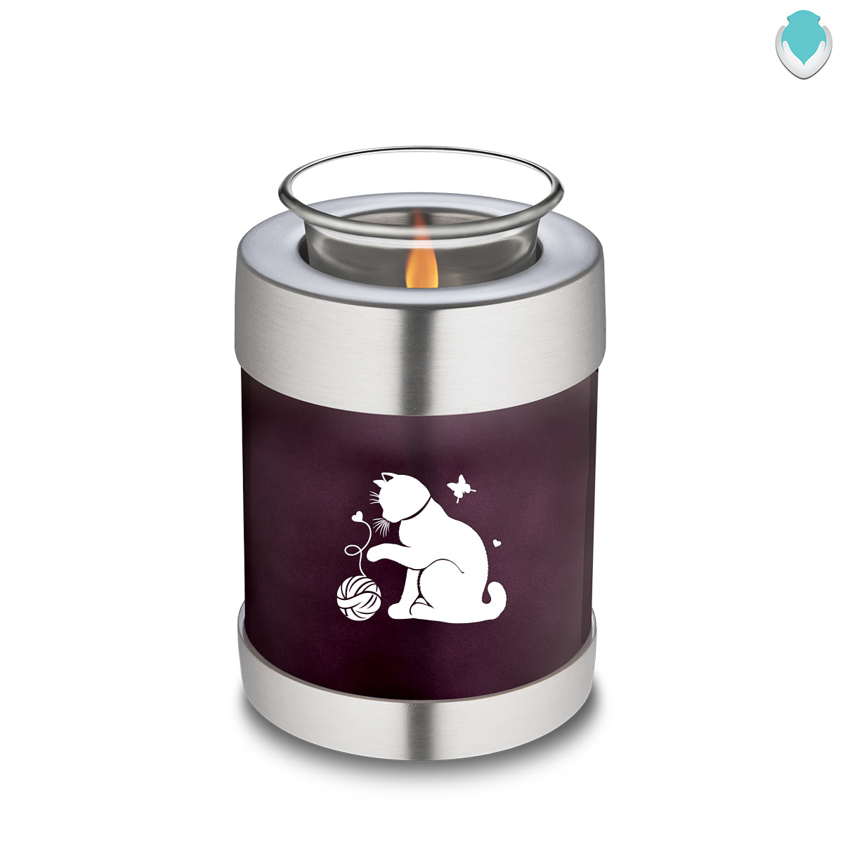 Candle Holder Embrace Cherry Purple Pet Fun Cat Cremation Urn