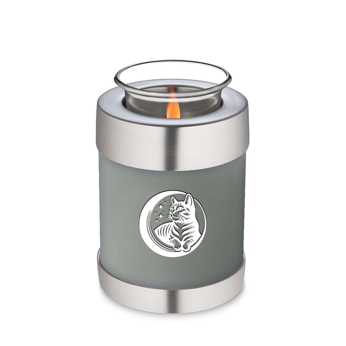 Candle Holder Embrace Slate Grey Pet Cute Cat Cremation Urn