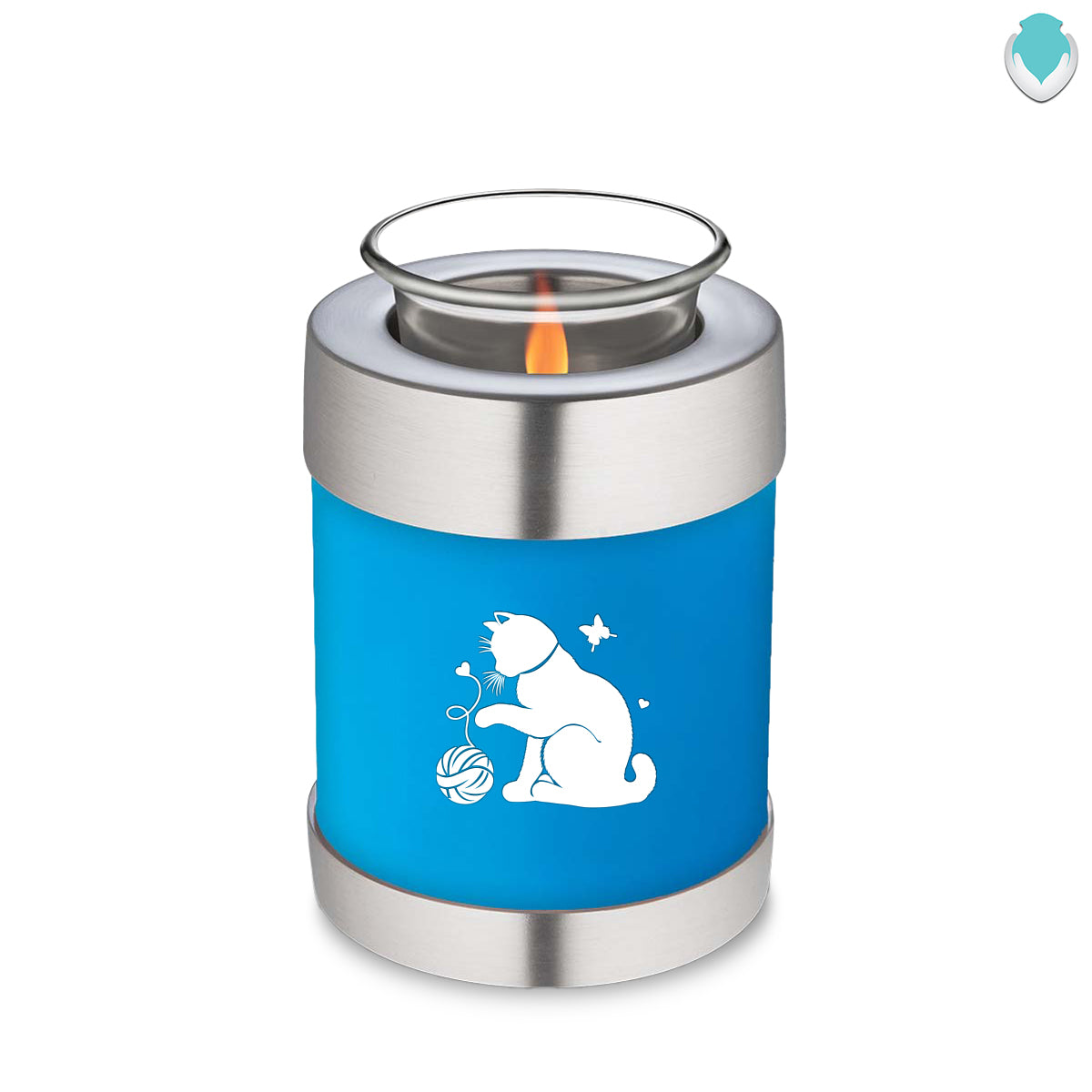 Candle Holder Embrace Racing Blue Pet Fun Cat Cremation Urn
