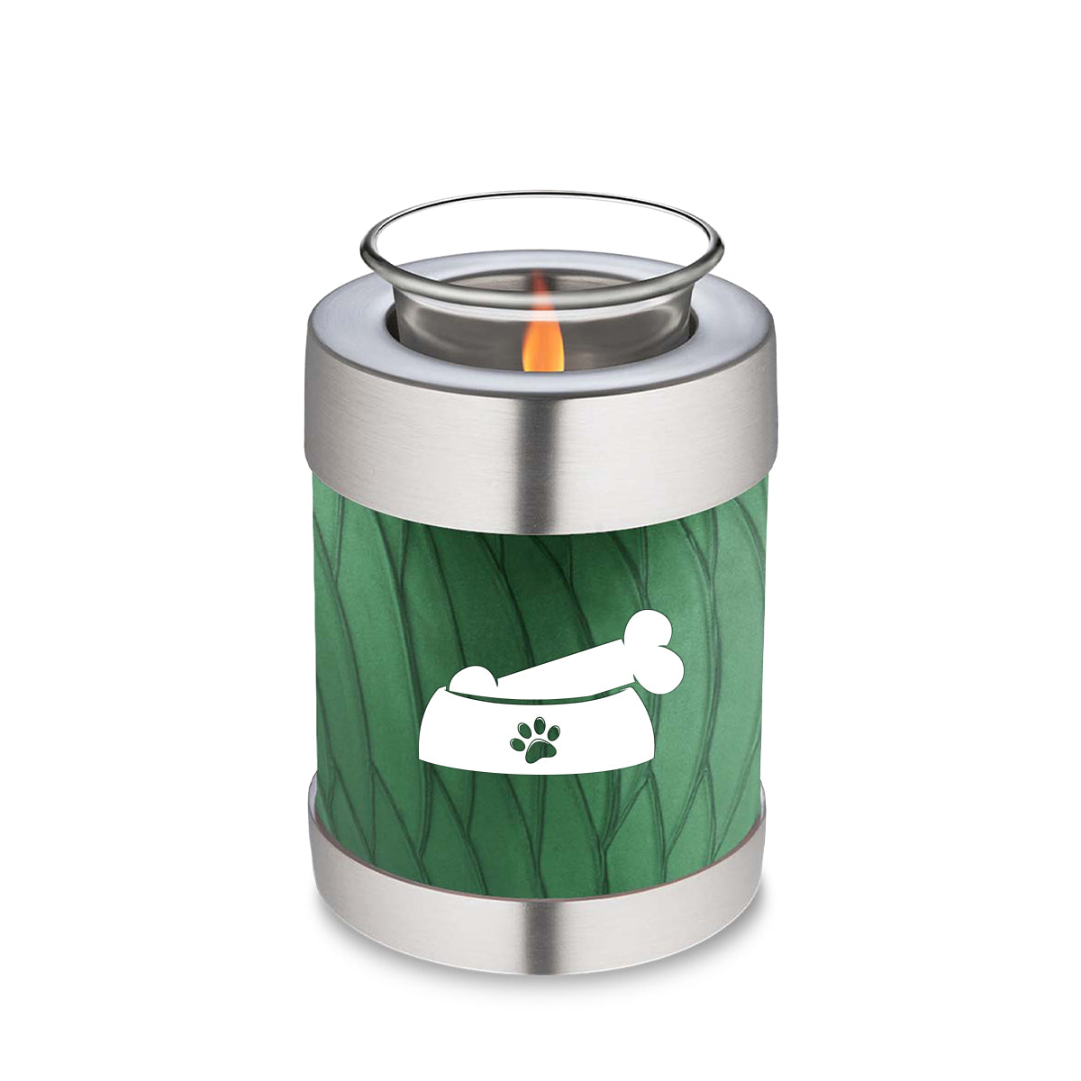 Candle Holder Embrace Pearl Green Pet Dog Bone Cremation Urn