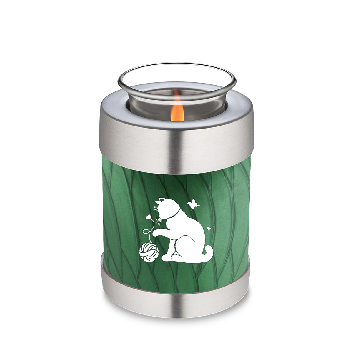 Candle Holder Embrace Pearl Green Pet Fun Cat Cremation Urn