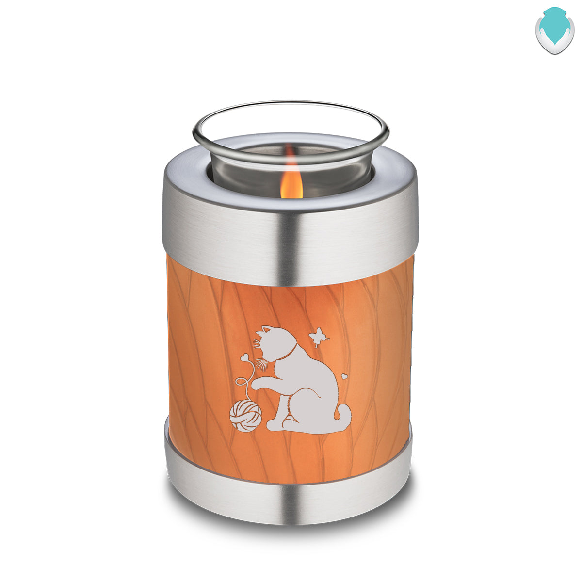 Candle Holder Embrace Pearl Orange Pet Fun Cat Cremation Urn