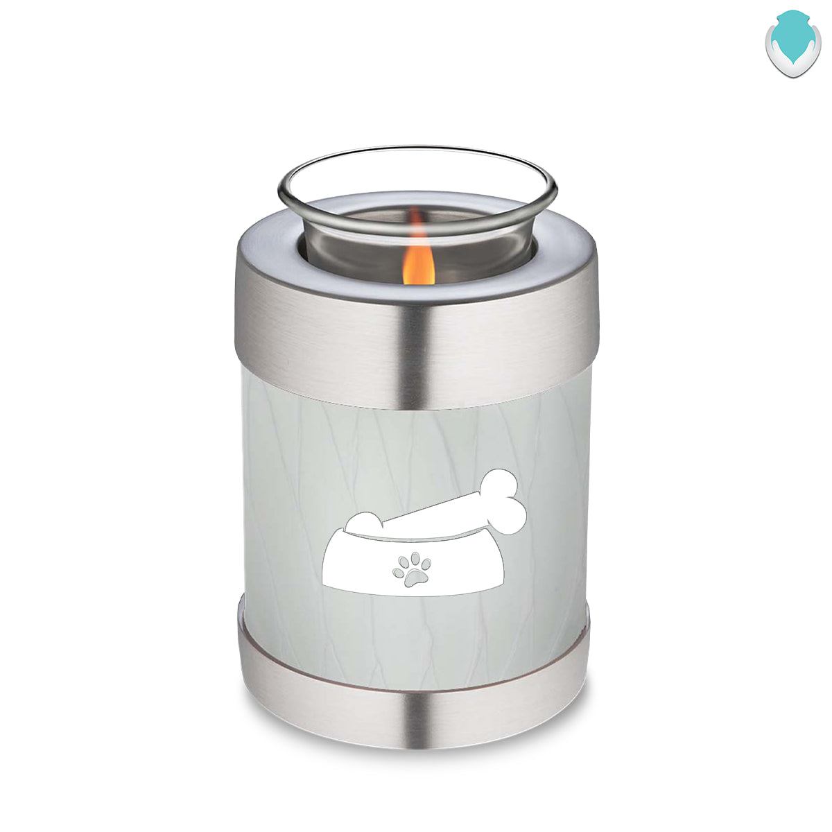 Candle Holder Embrace Pearl White Pet Dog Bone Cremation Urn