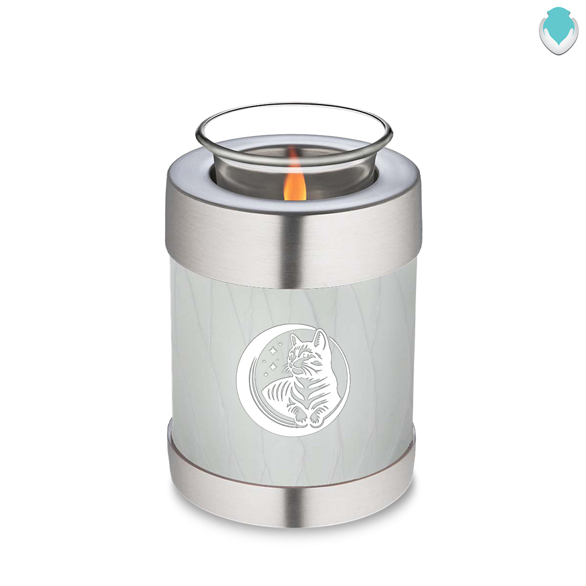 Candle Holder Embrace Pearl White Pet Cute Cat Cremation Urn