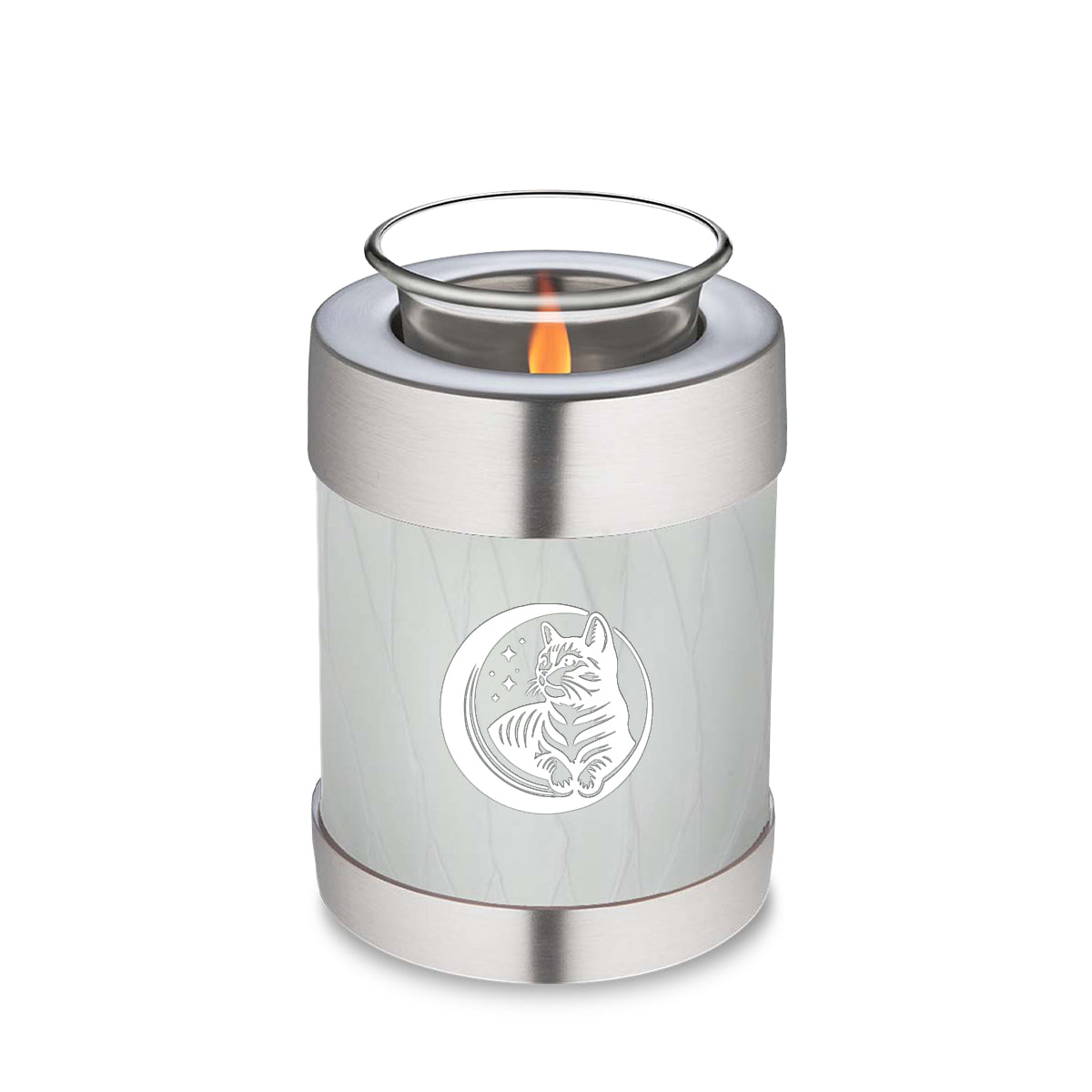 Candle Holder Embrace Pearl White Pet Cute Cat Cremation Urn