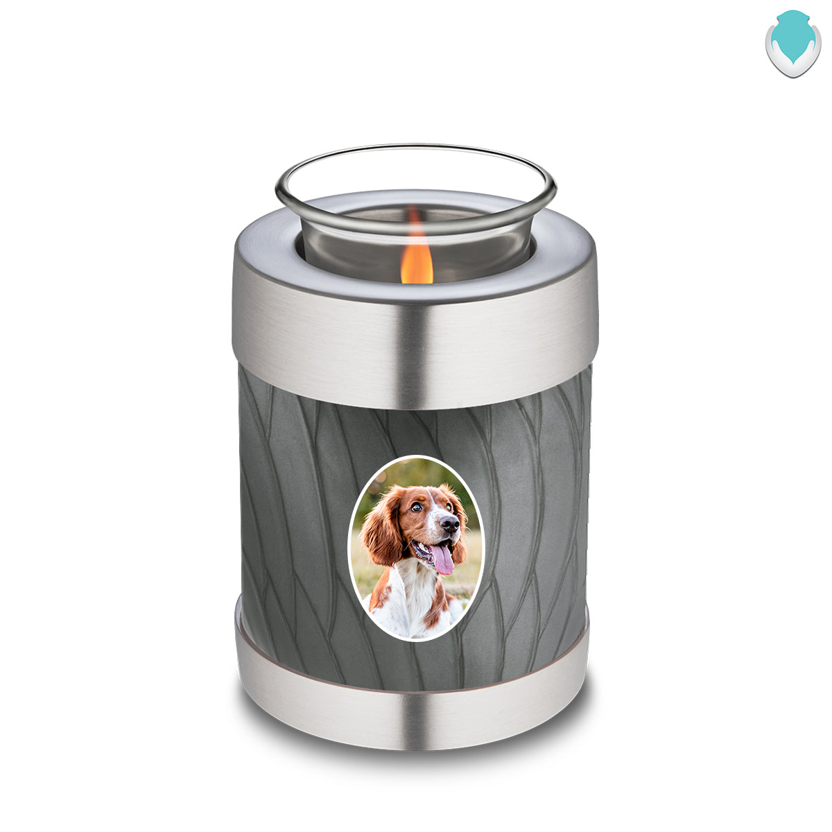 Candle Holder Pet Embrace Pearl Silver Portrait Cremation Urn