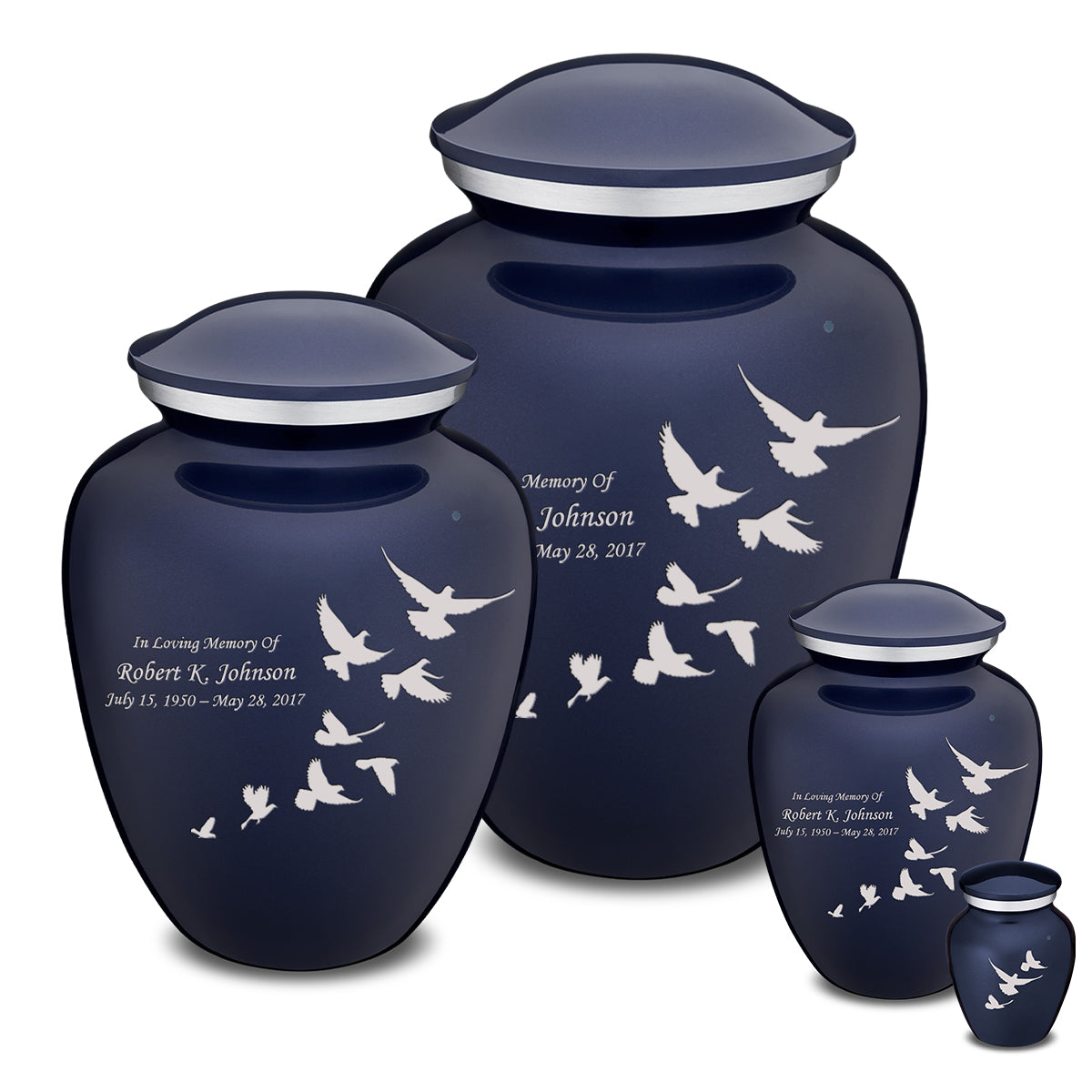 Extra Large Embrace Cobalt Blue Doves Cremation Urn for Ashes
