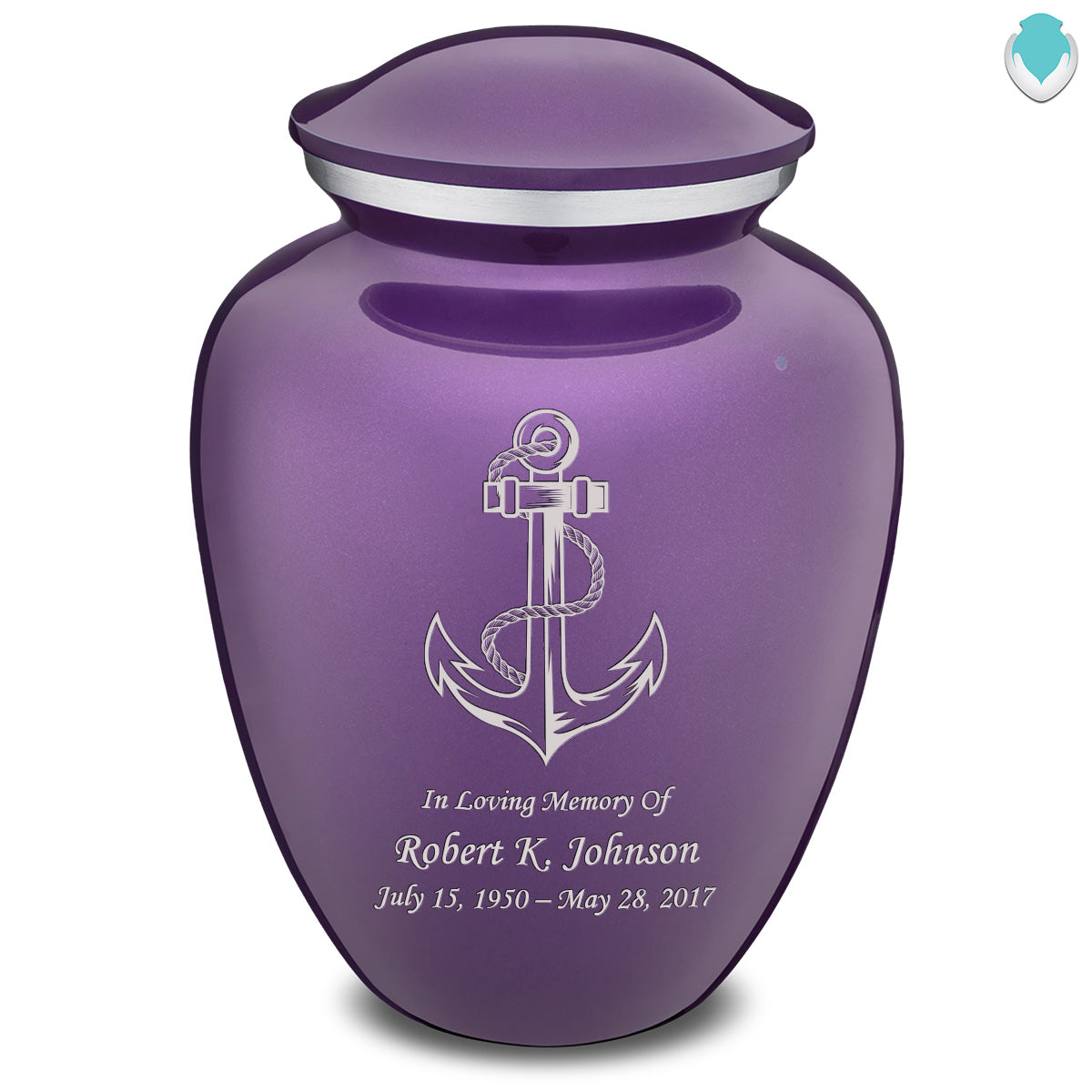 Extra Large Embrace Purple Anchor Cremation Urn for Ashes