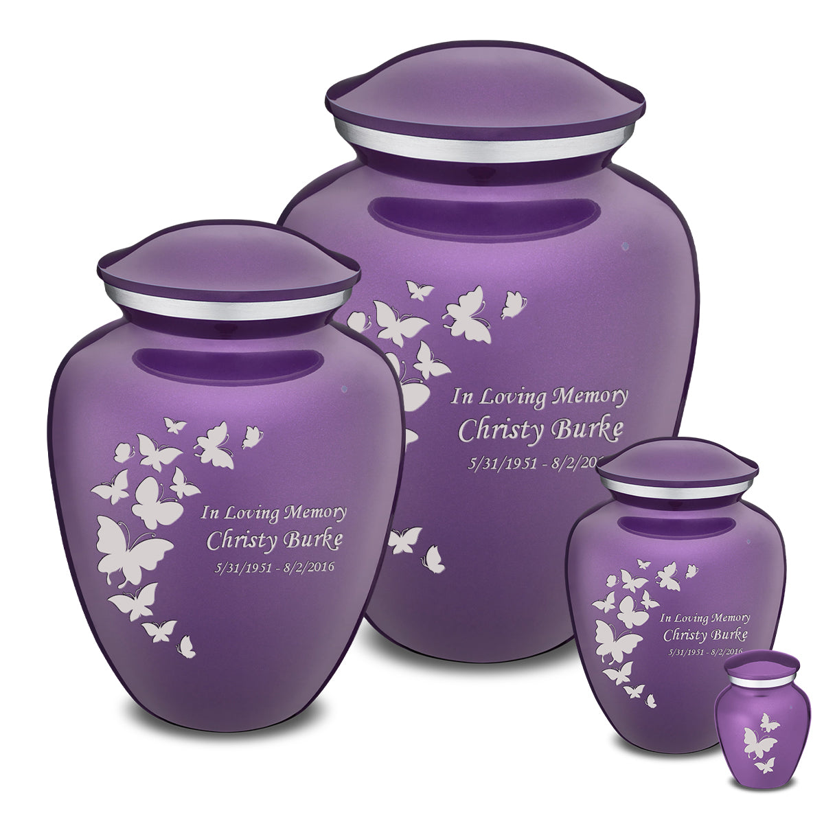 Extra Large Embrace Purple Butterfly Cremation Urn for Ashes