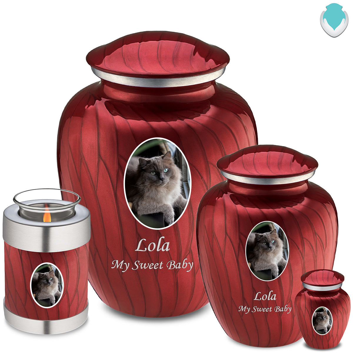 Keepsake Pet Embrace Pearl Candy Red Portrait Cremation Urn