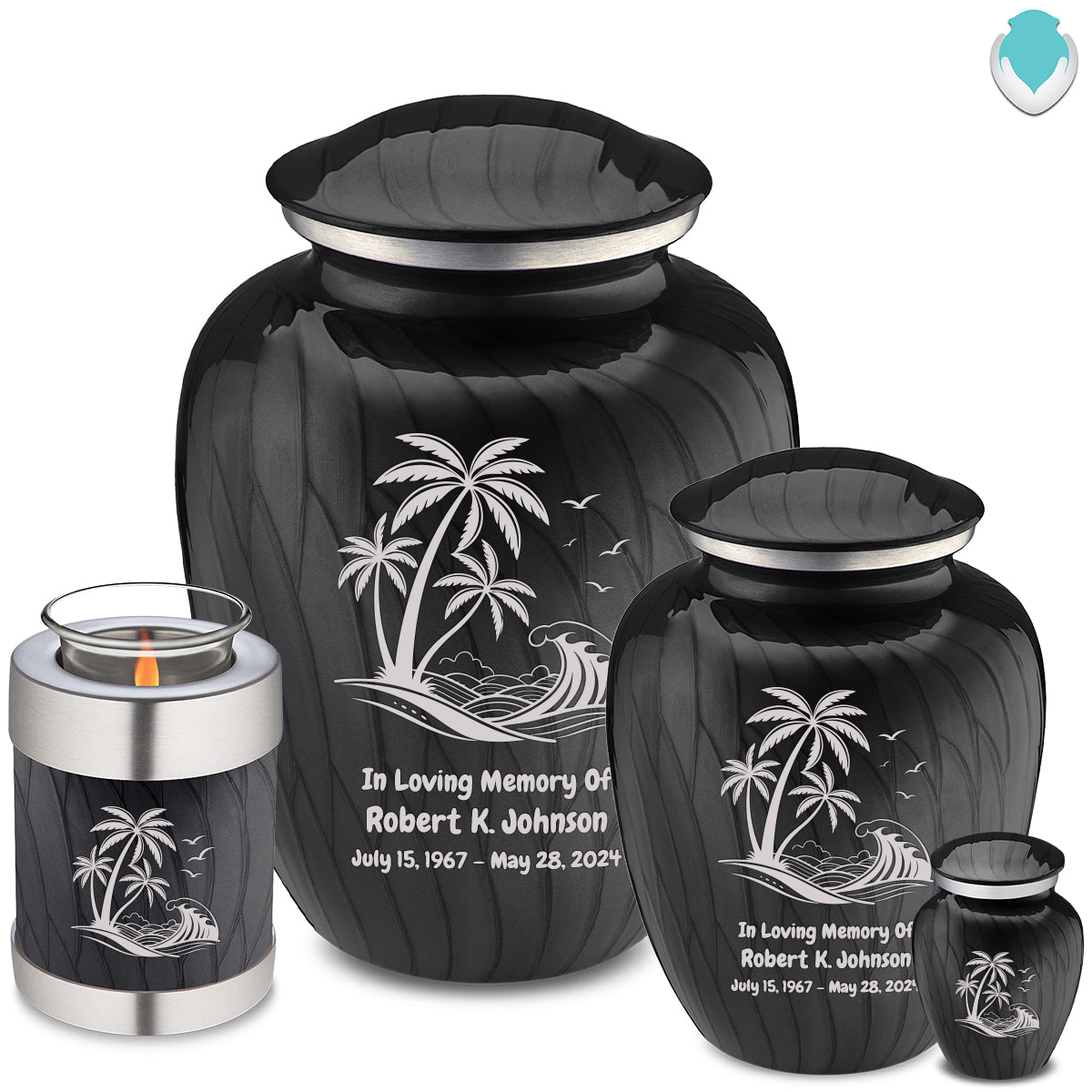 Medium Embrace Pearl Black Palm Beach Cremation Urn