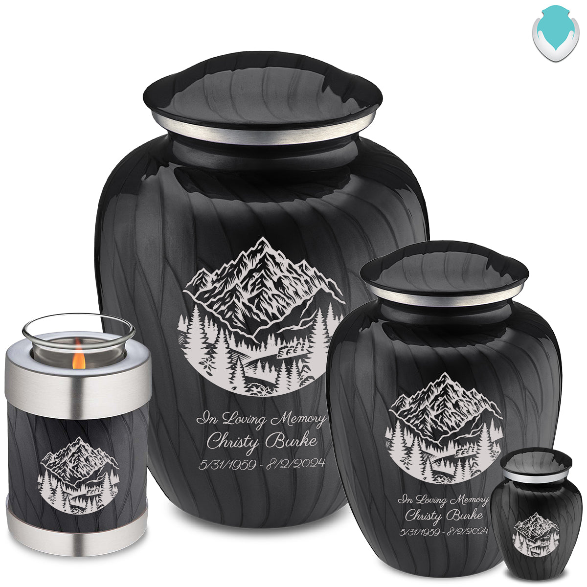 Adult Embrace Pearl Black Rocky Mountains Cremation Urn