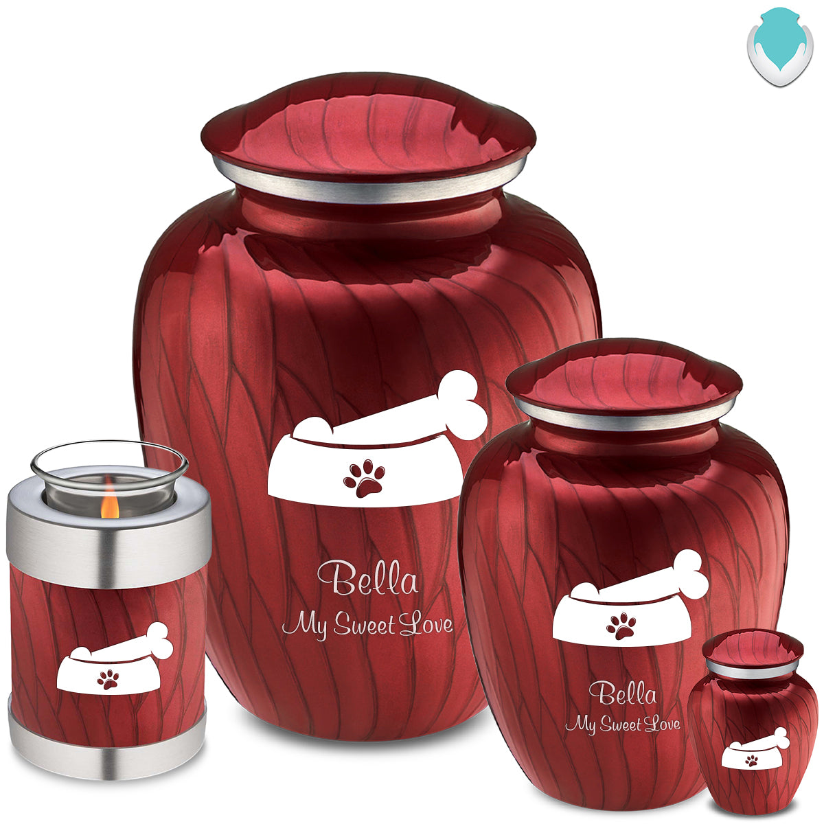 Keepsake Embrace Pearl Candy Red Pet Dog Bone Cremation Urn