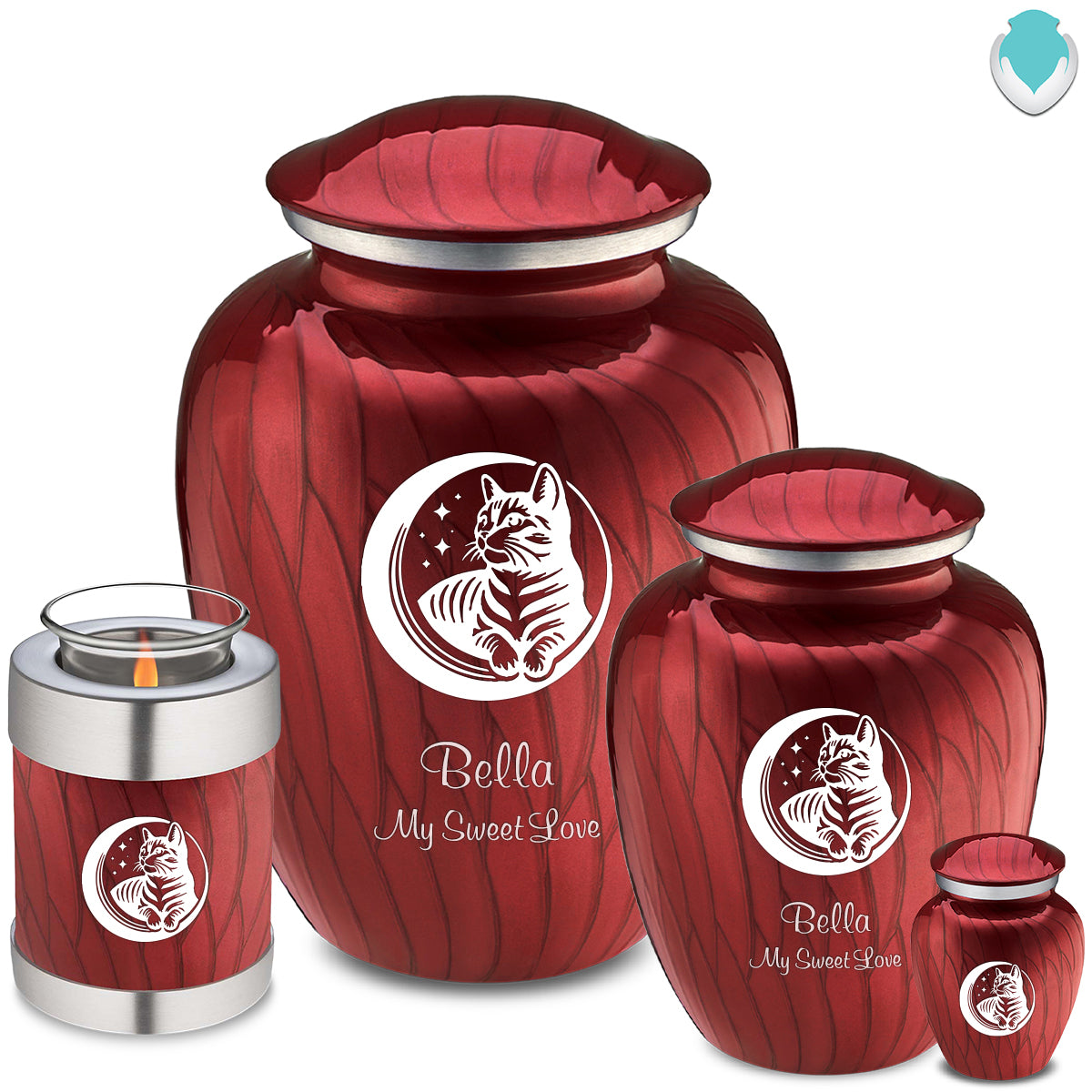 Medium Embrace Pearl Candy Red Pet Cute Cat Cremation Urn