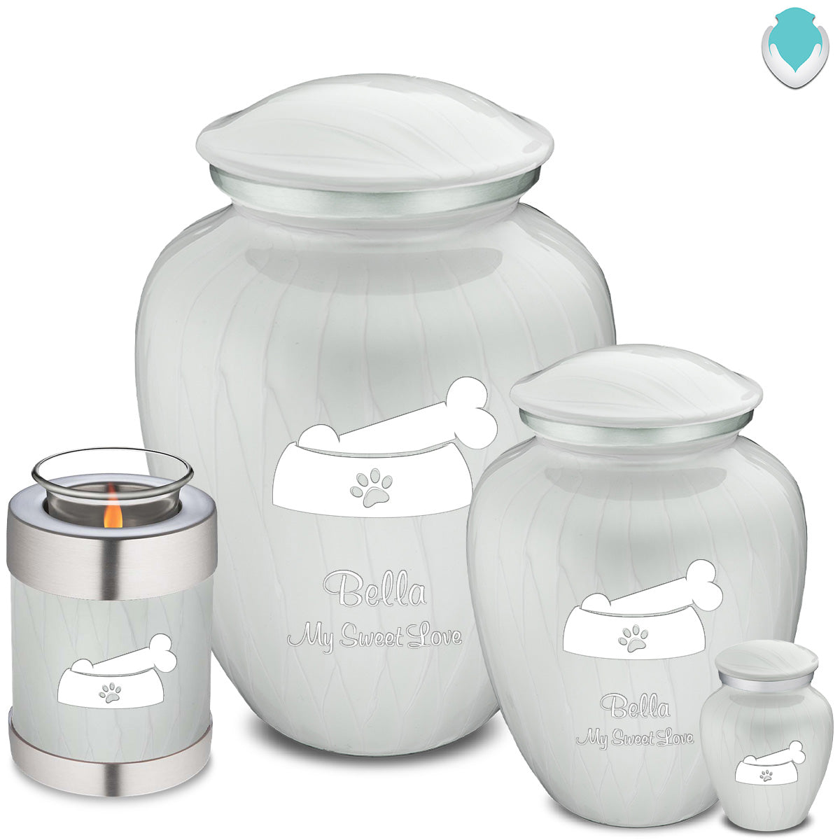 Keepsake Embrace Pearl White Pet Dog Bone Cremation Urn